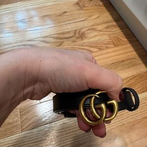 Gucci Black Belt with Gold GG Buckle